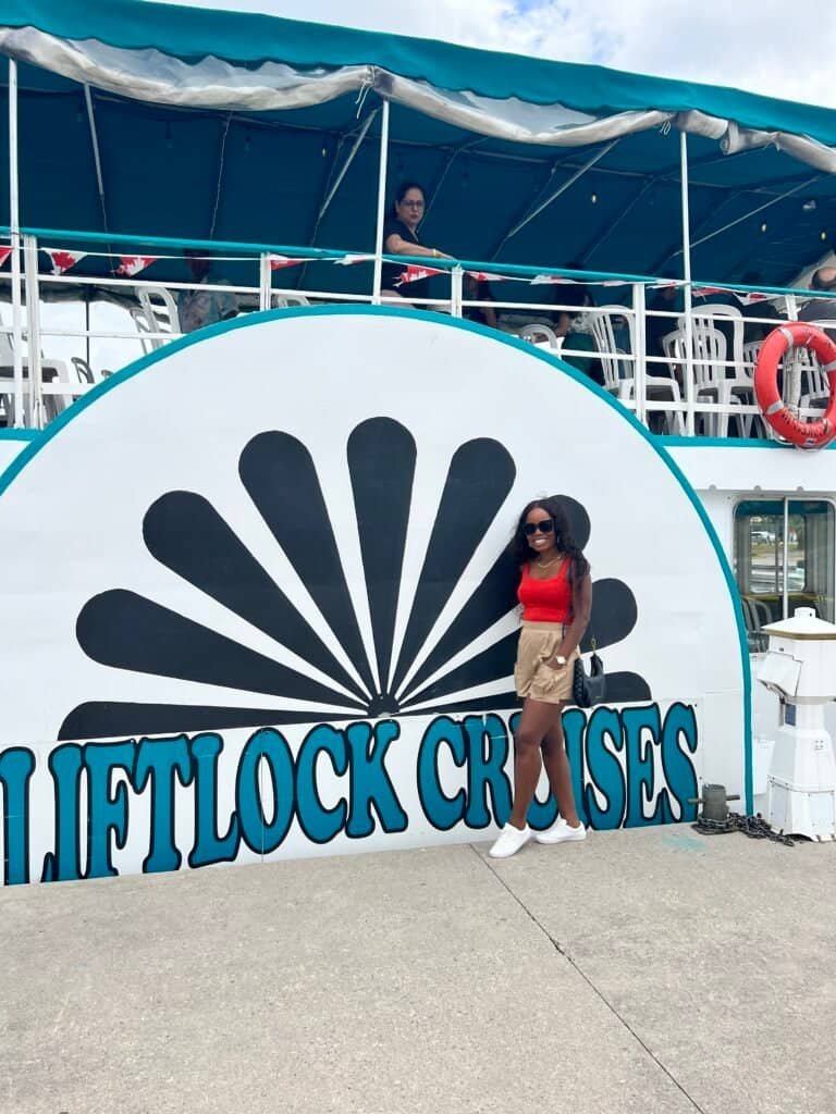 An image of me standing in front of the Peterborough Lift Lock Cruises